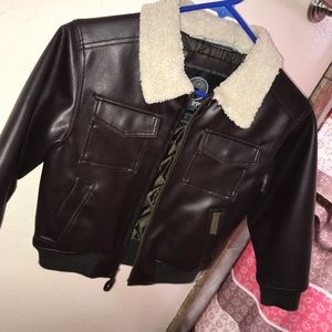 baby pilot brown leather jacket!